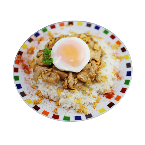 ข้าวราดหมูประเทียม + ไข่ดาว